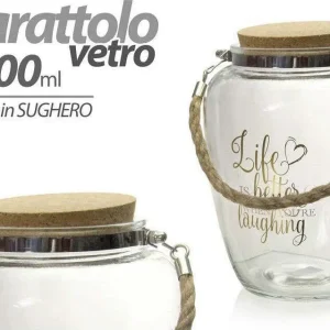 Barattolo Vetro Maniglia Corda Tappo Sughero 2,5 Lt Decorato 15.1x20cm 758393