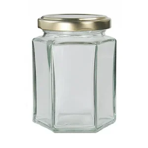 770 ml Hexagonal Glass Jars Honey Containers Gold Lids Gold Beekeeping Gear