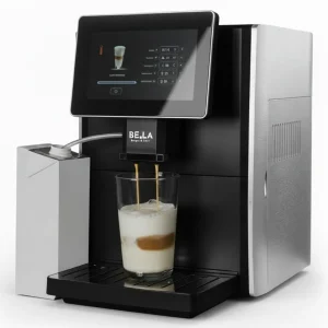 BergerLanz Macchina da caffè automatica Mucho Gusto – 1,8 l, contenitore per chicchi da 160 g, 19 bar, sistema per il latte