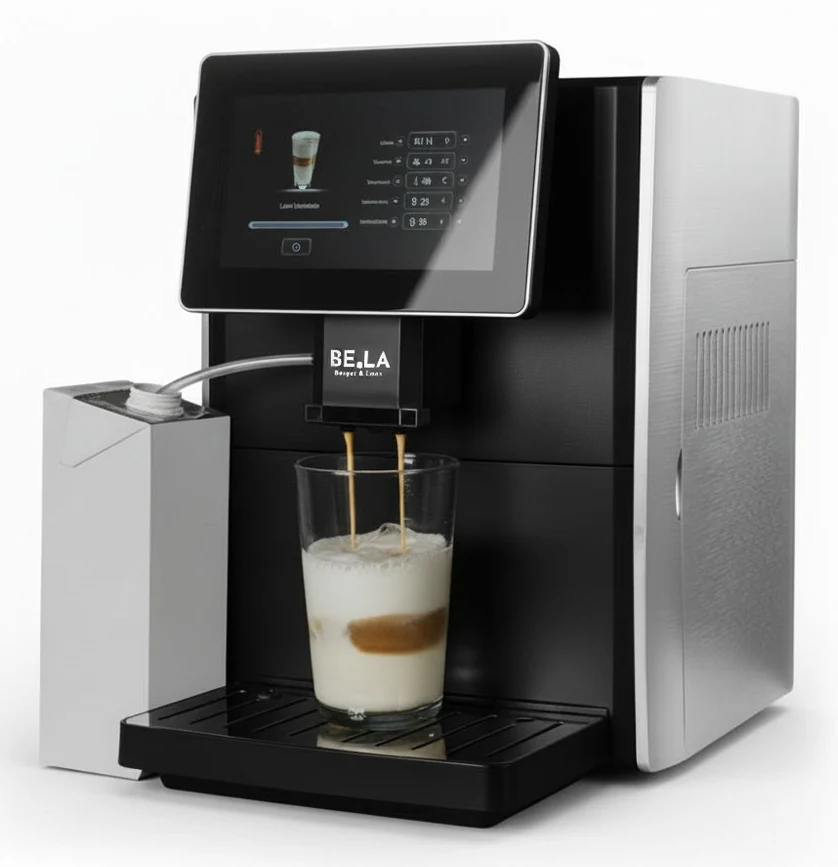 BergerLanz Macchina da caffè automatica Mucho Gusto – 1,8 l, contenitore per chicchi da 160 g, 19 bar, sistema per il latte
