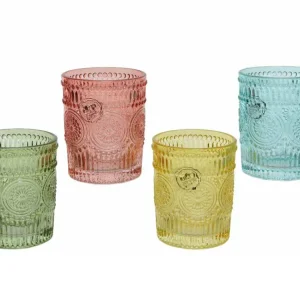 Bicchiere per acqua volume 0.3 litri 4 colori assortiti d.7.9xh.10cm