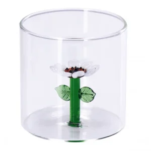 Bicchiere vetro con decoro margherita interno 3d | rohome