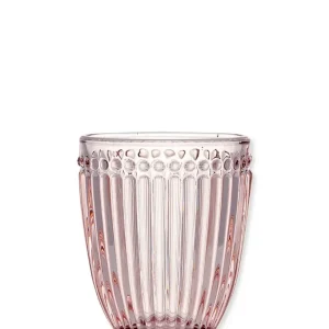 Bicchiere vetro rigato rosa set di 6 Greengate
