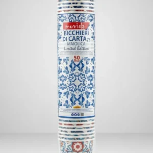 Bicchieri Caffè Carta Movida 75ml | 50 Pezzi | Design Maiolica Limited Edition | Ideale per Espresso, Catering ed Eventi E...