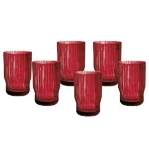 Bicchieri Plisse Rosso Set 6 pz Vetro Brandani