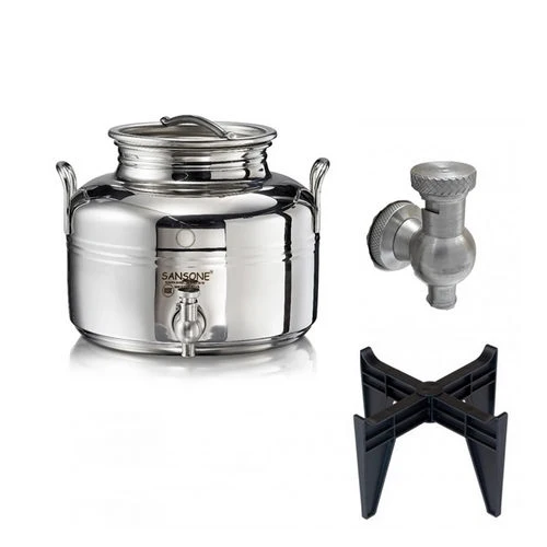 Bidoncino Acciaio Inox Sansone Con Rubinetto E Piedi Plastica- Lt. 2- Ff- Pezzi 1