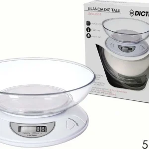 Bilancia Digitale Da Cucina Batteria Pesa Fino 5kg Display Lcd Bianco 541907