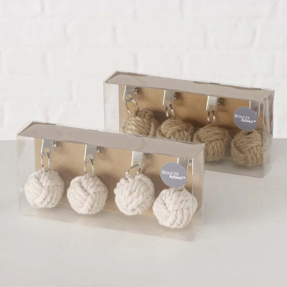 Boltze Set 4 nodi fermatovaglia da tavola con pinzetta "Juta" tessuto iuta realizzato mano D4 cm 2 varianti Boltze Gruppe...