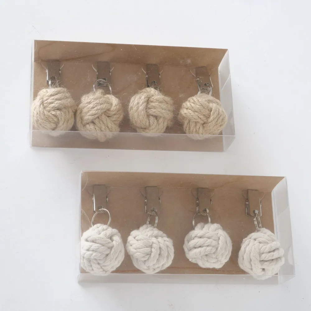 Boltze Set 4 nodi fermatovaglia da tavola con pinzetta "Juta" tessuto iuta realizzato mano D4 cm 2 varianti Boltze Gruppe...