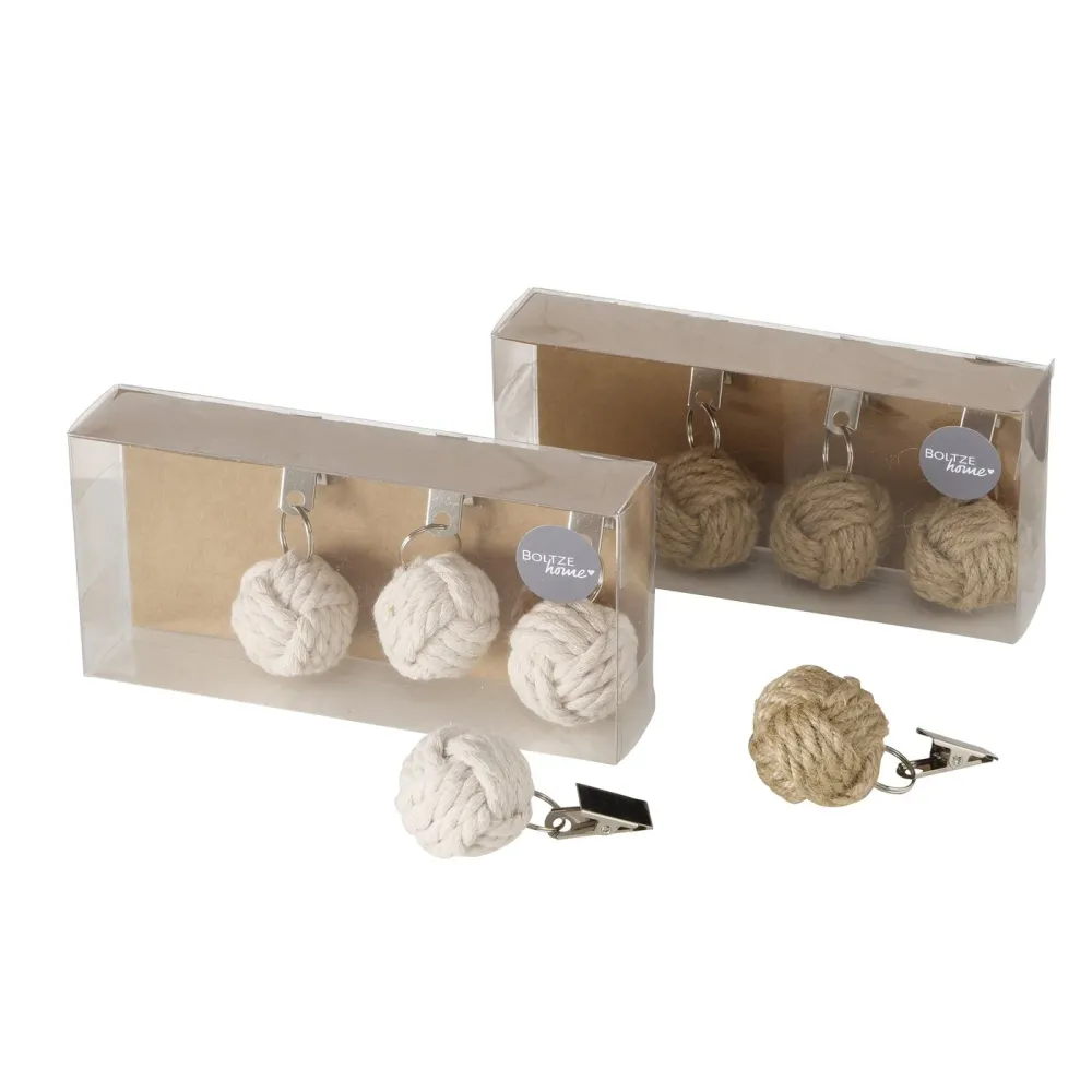 Boltze Set 4 nodi fermatovaglia da tavola con pinzetta "Juta" tessuto iuta realizzato mano D4 cm 2 varianti Boltze Gruppe...