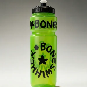 Borraccia Sport 750 ml con Tappo Beccuccio - BONESWIMMER Verde Fluo Trasparente Logo Nero