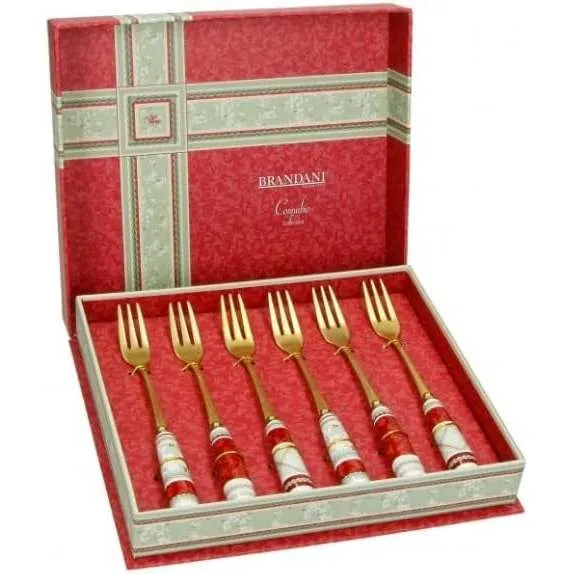 BRANDANI Forchettina Connubio Old Gold Set 6 Pezzi Inox - 52380