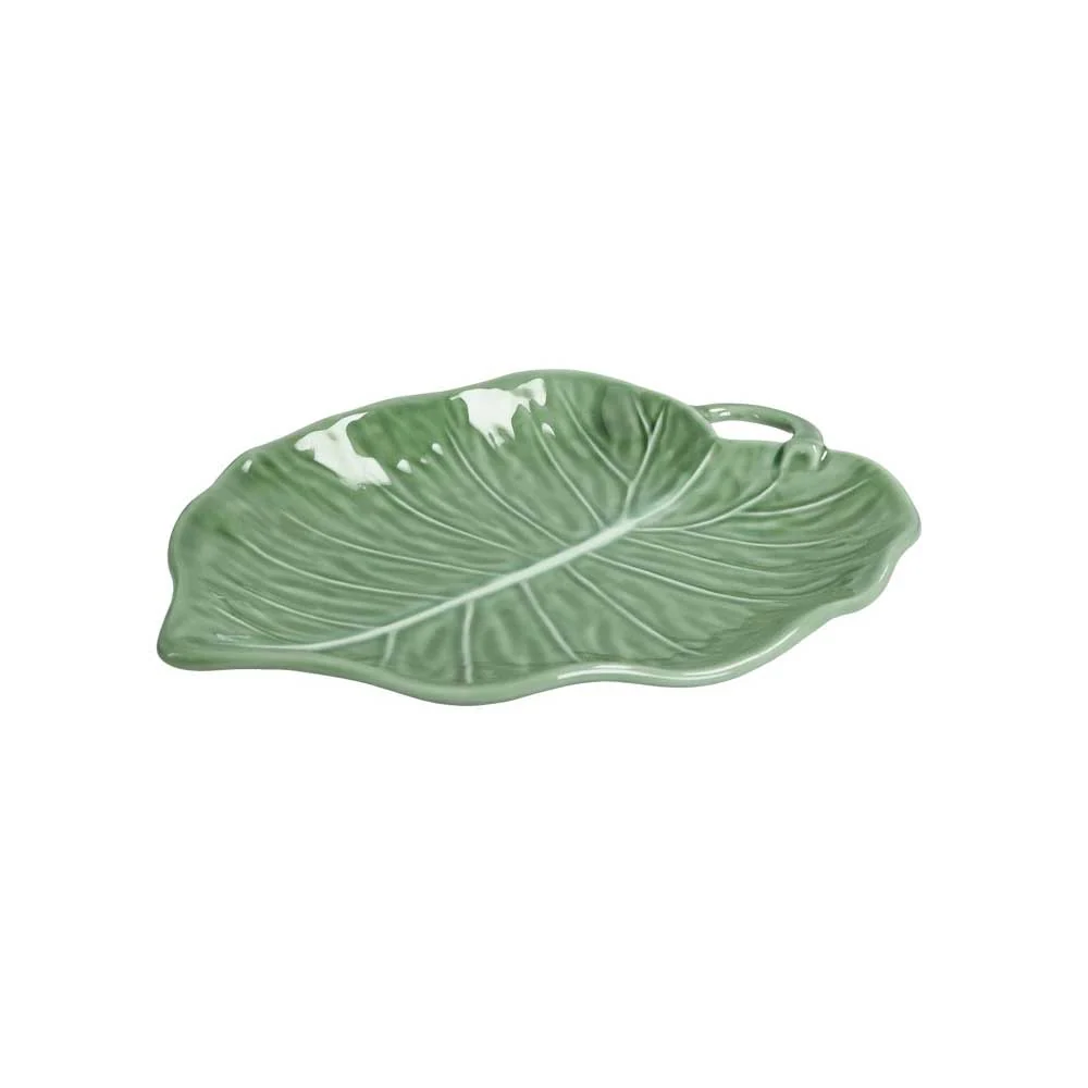 BRANDANI Vassoio Foglia Tiglio Verde Porcellana 25x19cm
