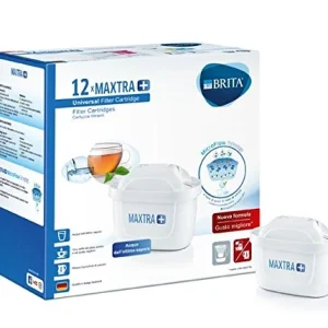 BRITA Filtri MAXTRA+ Pack 12, Cartucce per Caraffe Filtranti, 12 Filtri x 12 Mesi di Acqua Filtrata