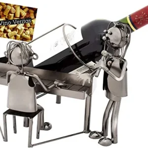 BRUBAKER Portabottiglia da Vino dal Raffinato Design Amanti Al Pianoforte - Portabottiglie per Vino Metallo con Biglietto...
