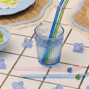 Cannucce vetro con fiori - 4 pz