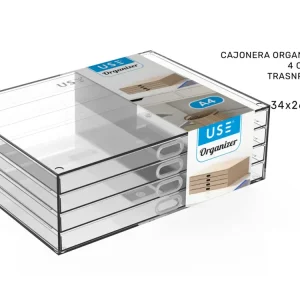 Cassettiera organizer a4 - 4 cassetti trasparente