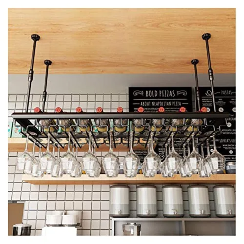 CCFENG Bar Vino Rack contatore, cremagliera di Vetro di Vino, cremagliera di Vetro di Vino, Appeso Testa Giù cremagliera C...
