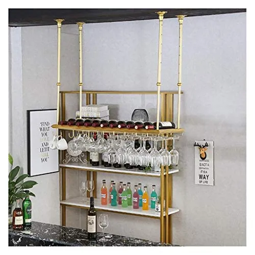 CCFENG Cremagliera del Vino, attaccatura del Supporto di Tazza, Appeso Testa Giù Vino Rack, Decorazione Vino Rack Bar, App...