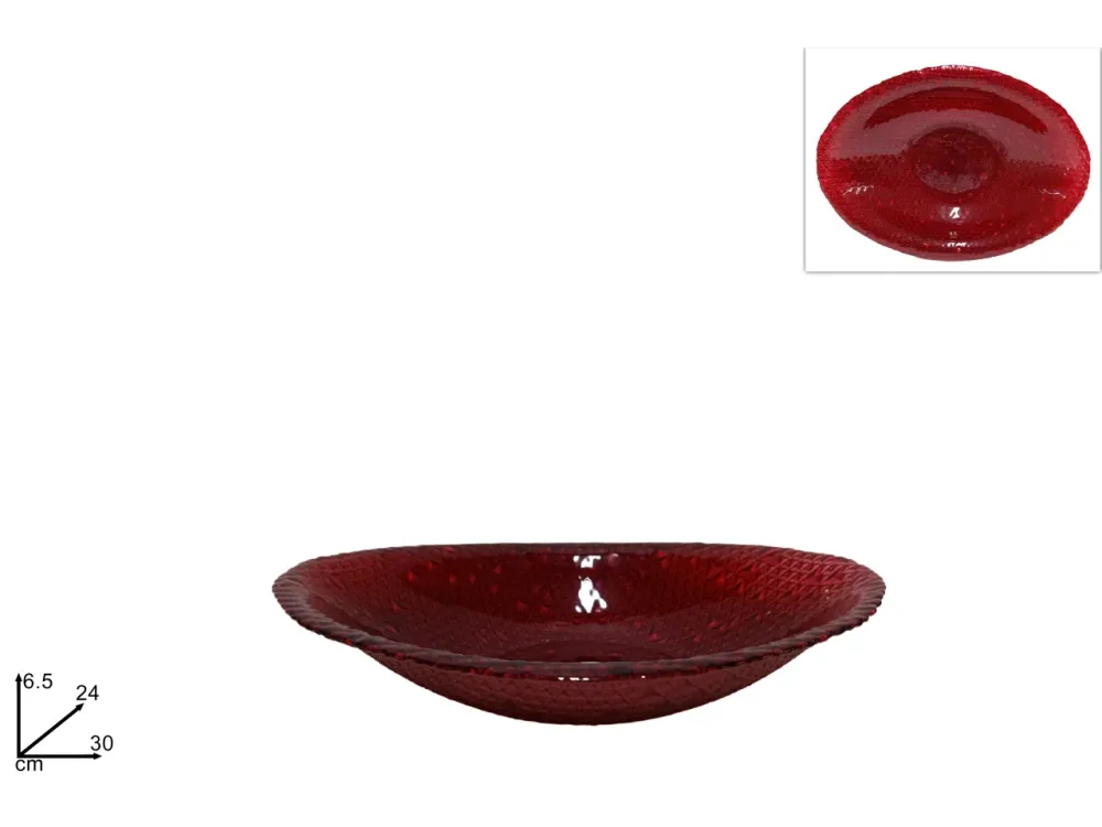 Centrotavola ovale vetro 30cm rosso