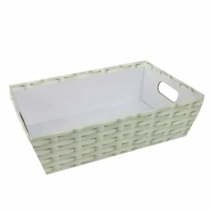 Cesta cartone effetto legno bianco rettangolare cm31x22h9