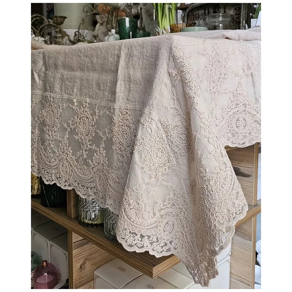 Chez Moi Copritavola lino e pizzo "Cornice Corinzio" 140x140 cm 3 varianti (1pz)