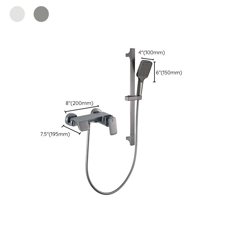 Set doccia moderno, barra scorrevole parete tinta unita, inclusa doccia combinata Clearhalo