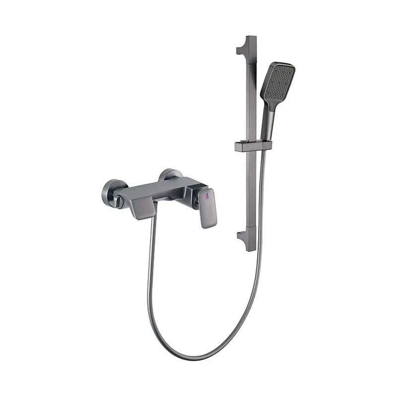 Set doccia moderno, barra scorrevole parete tinta unita, inclusa doccia combinata Clearhalo