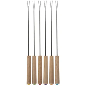 Cocon Forchetta per fonduta 24 cm, acciaio inox/legno, 6 pz, argento