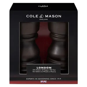 COLE&MASON Set macinapepe/saliera London Dark Beech 13 cm