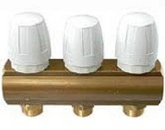 Collettore da barra F/F termostatizzabile con maniglia, Eurocono 9 ways/vie - 1" x 3/4" Euroconus
