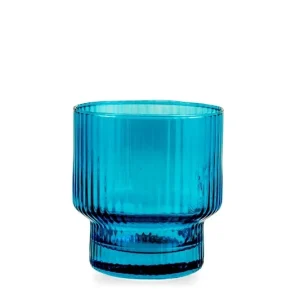 Conf 6 bicchieri Bliss vetro rigato Blue 32 clH&H