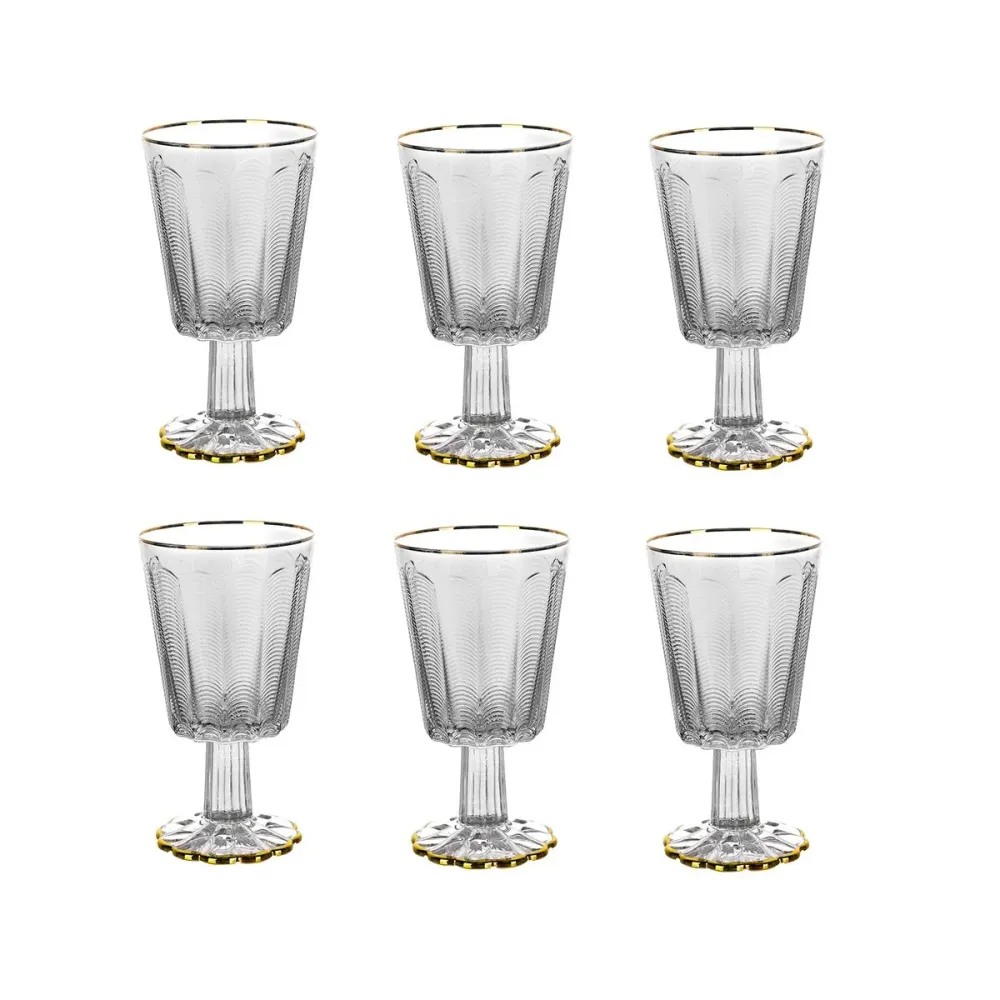 Conjunto de Copos Home ESPRIT Transparente Dourado Cristal 445 ml