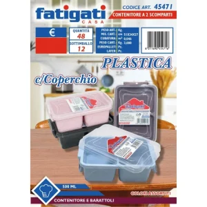Contenitore salvafreschezza plastica 2 scomparti colori assortiti - Fatigati