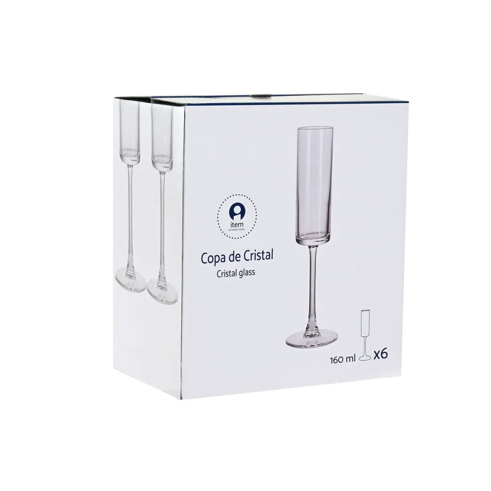 Copo de champanhe Home ESPRIT Transparente Cristal 160 ml (6 Unidades)