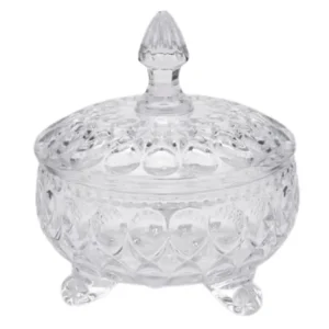 Coppa potiche vetro trasparente, stile classico, con decorazione rilievo - altezza 21 cm, diametro 18 cm - Enzo De Gasperi