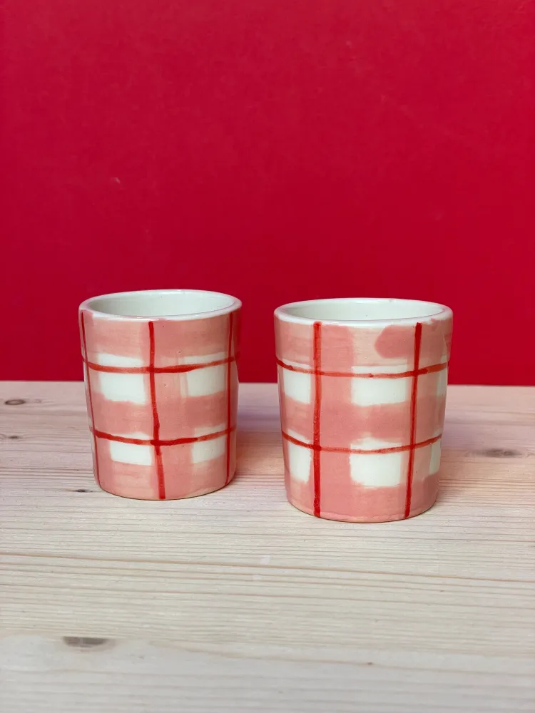 Coppia tazzine quadri rosa