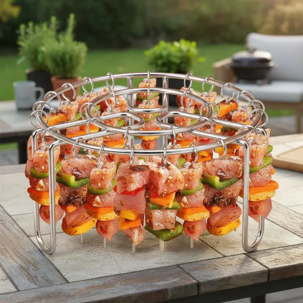 GRILLVERT – Griglia acciaio inox per grigliata verticale con supporto per spiedo Cozey Maison
