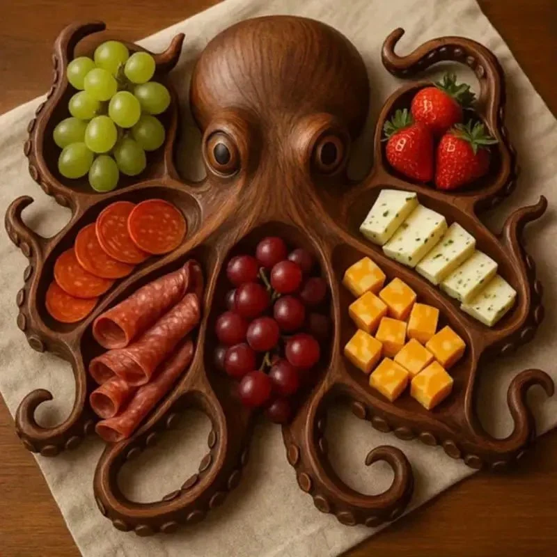 KrakenBoard - Piatto rustico per salumi legno sostenibile per salumi e formaggi Cozey Maison