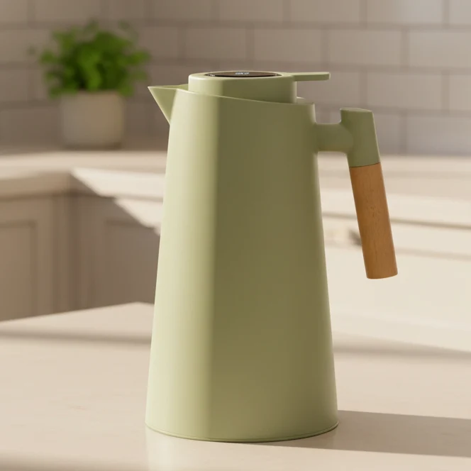 LATTEA THERMO – Thermos doppia parete con indicatore di temperatura e manico legno Cozey Maison