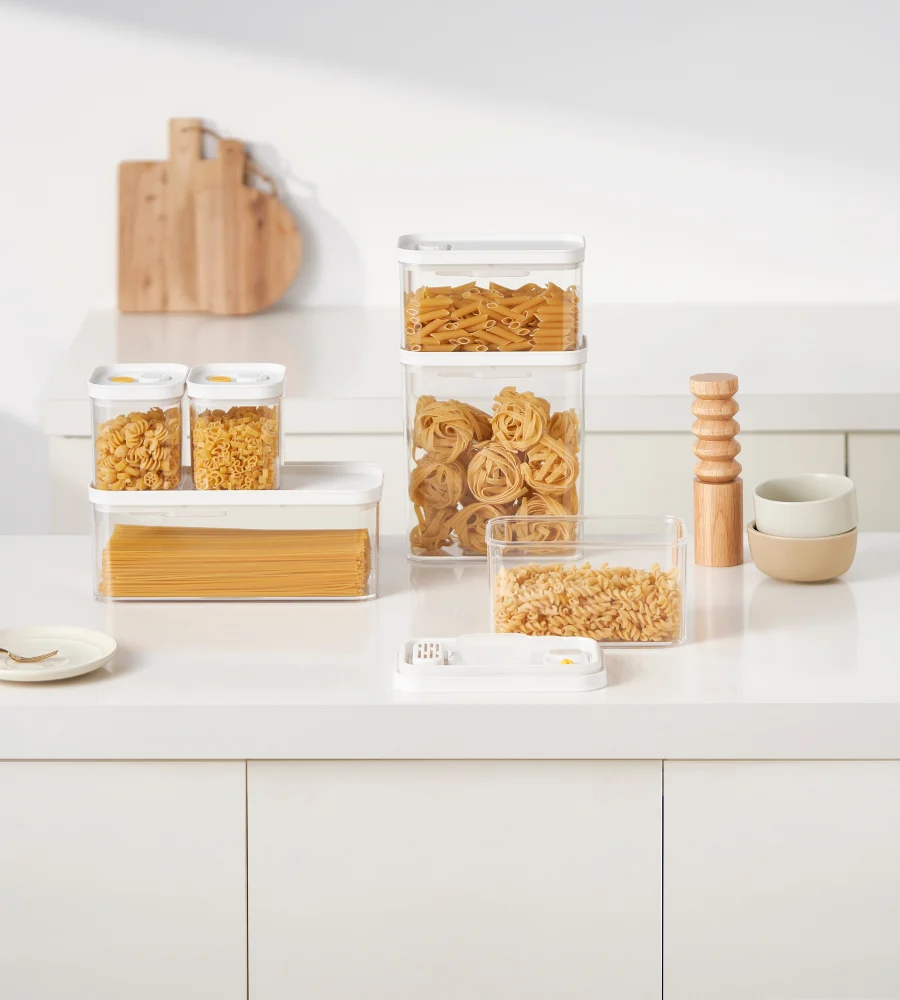 DATEMATE Contenitore per alimenti bianco con timer di cottura - 19,7 x 11,1 x 23,2 cm (3300 ml)