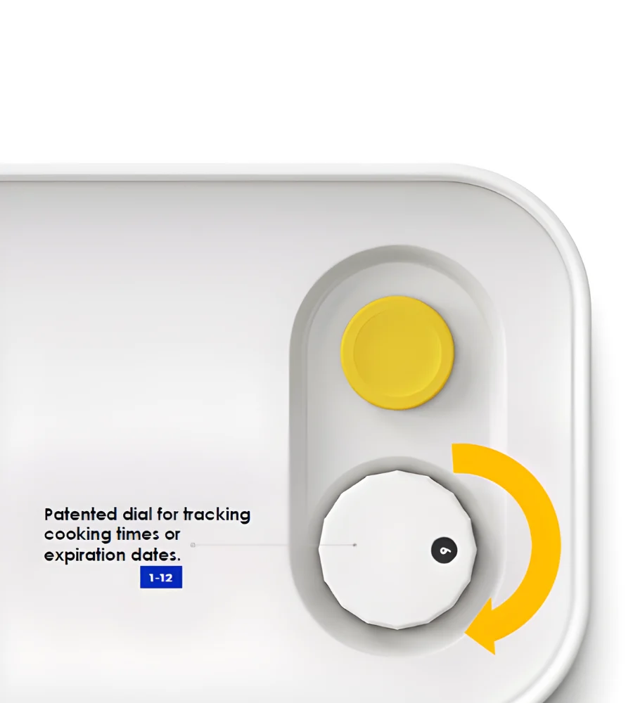 DATEMATE Contenitore per alimenti bianco con timer di cottura - 19,7 x 11,1 x 23,2 cm (3300 ml)