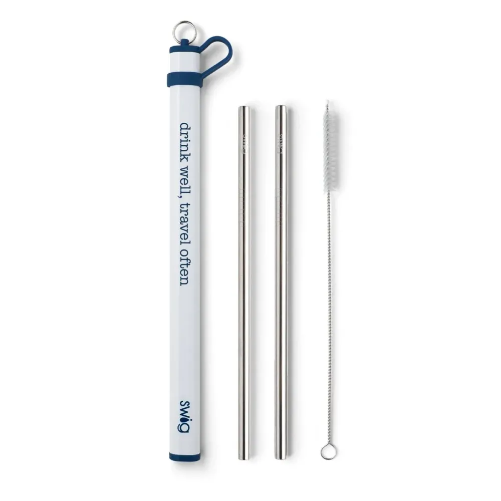 SWIG STAINLESS STEEL STRAW SET-DRINK WELL, TRAVEL OFTEN Dewit Vandorp