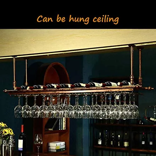 DYB Scaffale per Vino da Parete, portabicchieri sospeso, portaoggetti per mensole Muro, portabottiglie Rustico, Design Ind...