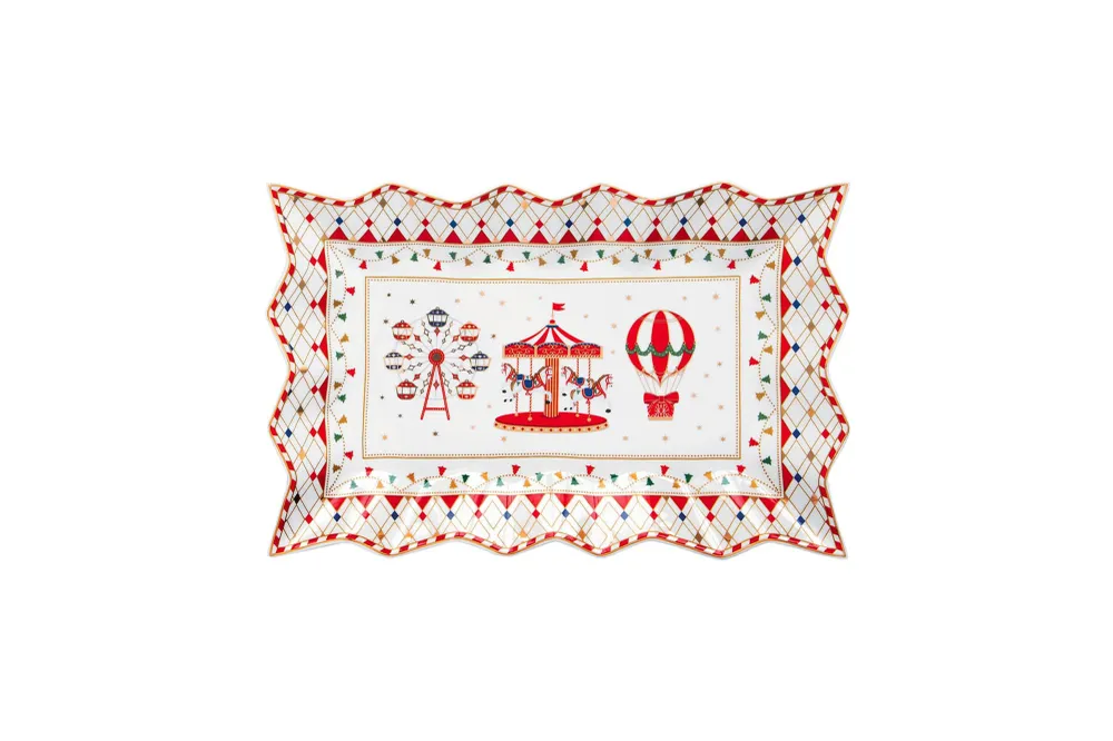 EASY LIFE Piatto da portata porcellana della collezione "CHRISTMAS WONDERLAND" 35x23 cm