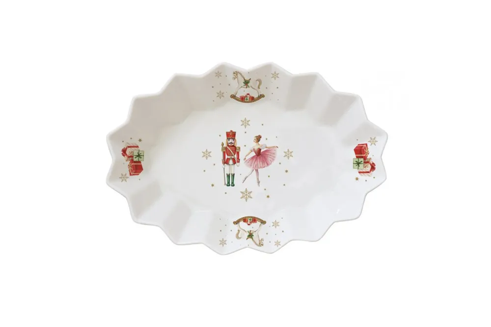 Easy Life Piatto -vassoio ovale porcellana gift box MAGIE DE NOEL 25x17 cm