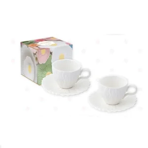 Easy Life Set due tazzine da caffè con piattino forma di fiore 80 ml Dasy
