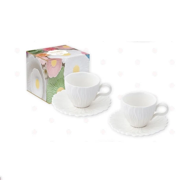 Easy Life Set due tazzine da caffè con piattino forma di fiore 80 ml Dasy