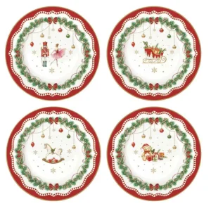 Easy LIfe Set 4 piattini dessert porcellana gift box MAGIE DE NOEL diametro 19 cm