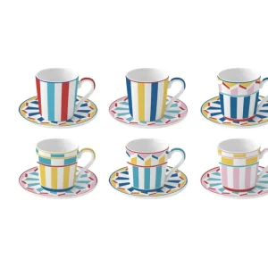Easy Life Set sei tazzine da caffè con piattino porcellana 100 ml Geocromia